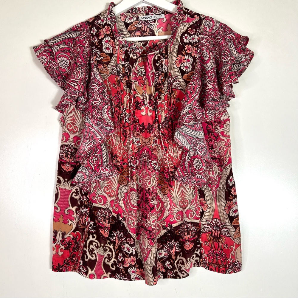 Maria Cher Elena Sleeveless Top in Besalu Pink Size Small - Picture 5 of 12